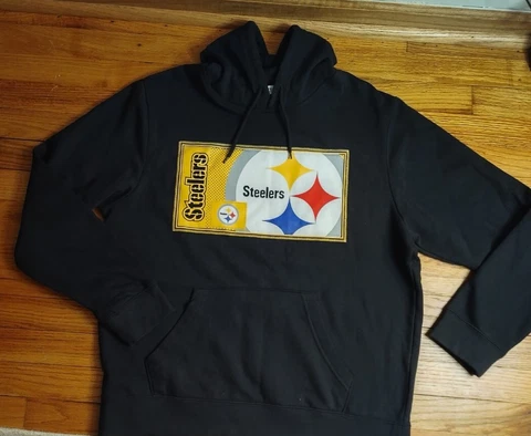 Pittsburgh Steelers Sweatshirt Adult Large Black Yellow Hoodie Mens Cover