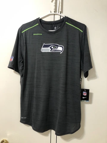 Mens Nike Dri Fit Seattle Seahawks NFL Gray Onfield Shirt Logo Large Cover