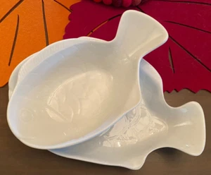 DANSK Arabesque • White FISH Shaped Serving Bowl & Platter • Feast of Seven Fish - Picture 1 of 7