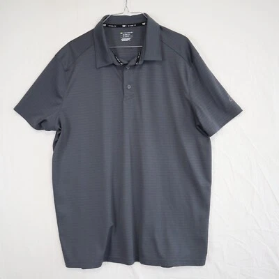 Tek Gear Polo Shirt Mens XL Cool Tek Performance Golf Gray Striped Short Sleeve - Image 1 of 4