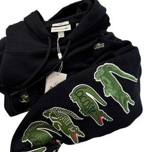 Lacoste Hoodie Sweatshirt Crocodile Graphic 1XLT XL Tall NWT Navy Blue $205 - Picture 1 of 15