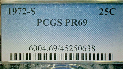 4TH OF JULY SALE RETURNS--U.S. 1972-S PCGS PR69 WASH. CLAD .25c KM#164a Cover