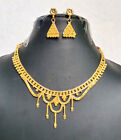 Necklace Earrings Indian 22K Gold Plated 8" Long Designer Set Jagj35
