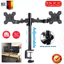Dual Mount Monitor Stand 2 Arm HD LED Desk Display Bracket LCD Screen TV Holder