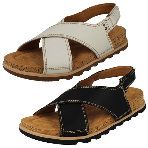 Clarks Ladies Cross Detailed Slingback Wedge Sandals Yacht Cross