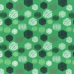 Jersey Baumwolle Stoff Druck weiß schwarz grün Ton in Ton HEXAGON BOTTLE - Bild 1 von 5