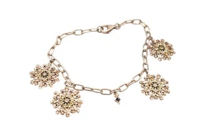Sterling Silver Snowflake Charm Bracelet – 7" – 9.16g .925 – Holiday Sparkle - Picture 1 of 12