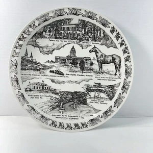 Kentucky The Bluegrass State Plate By Vernon Kilns Vintage Brown And White 10.5” - Picture 1 of 6
