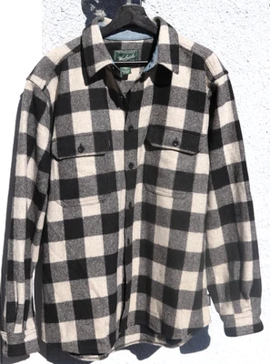 Chaqueta Camisa Woolrich Para Hombre Grande Blanca a Cuadros Búfalo Lana Franela Pesada Foto 1 de 4