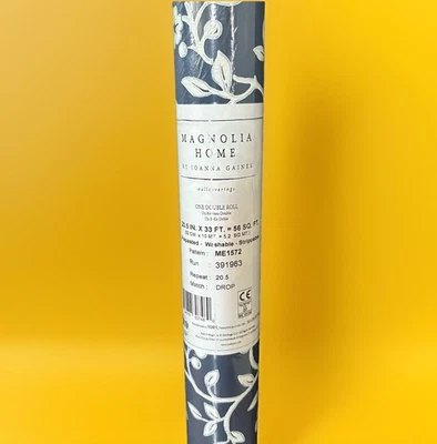 Revestimiento de pared Magnolia Home Joanna Gaines doble rollo ME1572 azul y blanco 56 pies cuadrados Foto 1 de 4