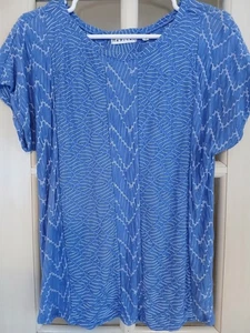 Habitat Clothes To Live In Blue & White Striped Textured Pullover Top Size M EUC - Picture 1 of 5