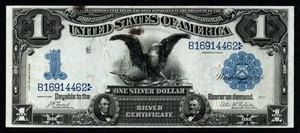 1899 1 $ GROSSFORMAT BESSERES DATUM UNTER KNACKIG VZ + SCHWARZER ADLER Silber Zertifikat! - Bild 1 von 2