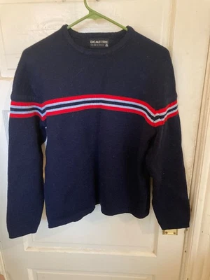 Vintage Demetre Pure Virgin Wool Medium Red Stripe Ski Pullover Sweater Multi - Image 1 of 2