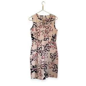 Kate Spade rosa schwarz Blumendruck ärmellos Midi Dressigner Kleid Gr. 6 - Bild 1 von 4