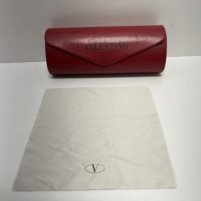 Estuche rígido para gafas de sol Valentino rojo cierre magnético cuero y tela Foto 1 de 4
