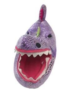 Girls Purple Sparkle Dinosaur Slippers Dino Biter House Shoes - Picture 1 of 1