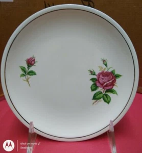Paden City Pottery Red Pink Roses And Buds Gold Ring 6-3/8 Inch Plates Old Rose - Picture 1 of 5