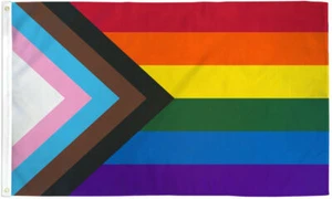3X5 FT Progress Pride Flag LGBTQIA LGBT Pride Queer POC Pride Trans Inclusive - Picture 1 of 2