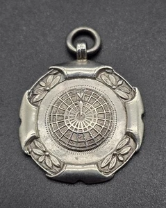 Antique Sterling Silver Fob/Medallion/Dartboard with Arrow Design/UK/1946 - Picture 1 of 6