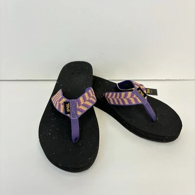 NEW Women’s Teva Reflip Flip Flops Retro Geometric Black Purple 1124044 Size 11 - Image 1 of 4