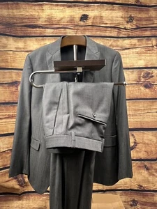 Theory Suit Gray Size 38R 31W 100% Wool Plaid 2 Piece Suit Double Vented - Picture 1 of 17