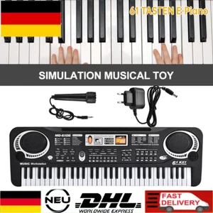 61-Tasten E Piano Keyboard mit Mikrofon+Aufnahmefunktion 6 Demos Klaviertastatur - Bild 1 von 13