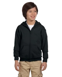 Gildan G186B Youth Heavy Blend Full-Zip Long Sleeve Pullover Hooded Sweatshirt - Picture 1 of 6
