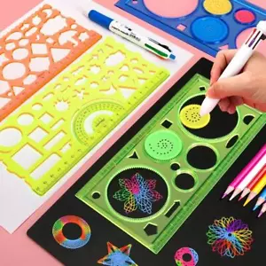Juego de plantillas de espirógrafo de geometría, plantillas de artesanía artística para niños, dibujo de flores R - Imagen 1 de 24