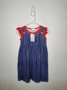 Denim Printed Dress Girls Size 12 Black Short Sleeve Western - Picture 1 of 4