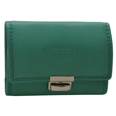 flevado Kleine Leder Geldbörse altersgerechte handliche Leder Senioren türkis - Bild 1 von 4