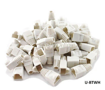 RJ45 Cat5e/ Cat6 Ethernet Cable Plug Strain Relief Boots 50-Pack, White - Image 1 of 2