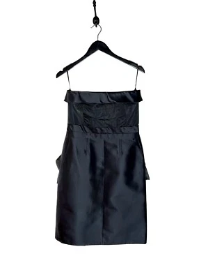Vestido Louis Vuitton Azul Marino Satinado Bustier Sin Tirantes Lazo - Talla 40 FR - L Foto 1 de 4
