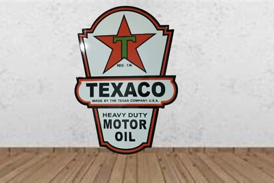 Texaco Motor Oil  Porcelain Enamel Heavy Metal Sign 24 x 17 Inches Double  Side - Image 1 of 4