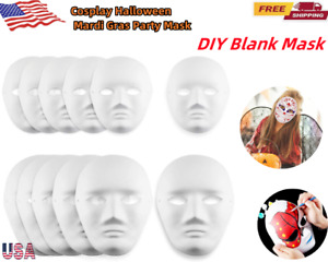 DIY Full Face Woman/Man Masks Paintable Paper Masquerade Mask Mardi Gras Party
