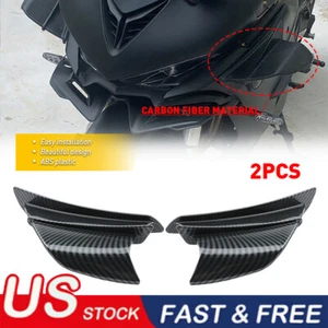 Black / Carbon Motorcycle Side Winglets Air Deflector Fin Spoiler Cover Trim ABS - Picture 1 of 40