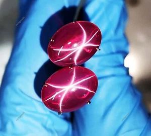 6 Rays NATURAL RED Star Ruby 20 Ct Oval Cabochon CERTIFIED Loose Gemstone - Picture 1 of 5