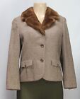Delmod International Reine Schurwolle Jacket Faux Fur Collar Wool Brown Size M.