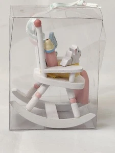 VTG Ornament 'Baby's First Christmas' Rocking Chair Wood - Picture 1 of 6