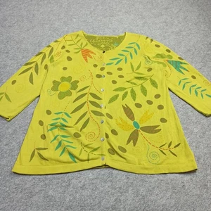 Gudrun Sjoden Cardigan Womens Size M Yellow Organic Cotton Knit Buttons Sweater - Bild 1 von 12