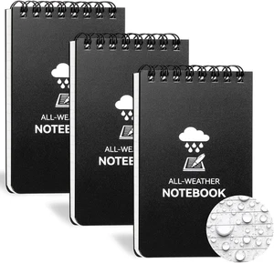 3 Pack Waterproof Pocket Notepad, 3 X 5 Mini Spiral Notebook, 100 Lined Pages - Picture 1 of 12