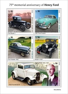 Sierra Leona - Aniversario Henry Ford 2022 - Hoja de 5 sellos - SRL220625a - Imagen 1 de 1