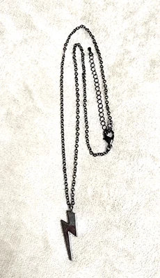 Collar Colgante Rayo Gris Oscuro y Negro 24" Unisex Cable Link Gótico Foto 1 de 4