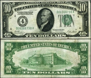 FR. 2001 D $10 1928-A Federal Reserve Note Cleveland D-A Block VF+ - Picture 1 of 3