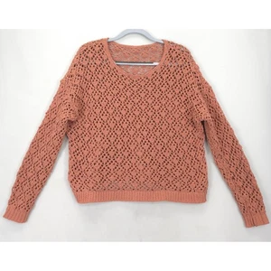 Häkelpullover Oberteil Damen M Dusty Rose offen Strick locker Pulli Lagenlook - Bild 1 von 7