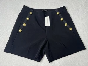 Banana Republic Gold Button Black Nautical Dressy Formal Sailor Zip Up Shorts 2R - Picture 1 of 8
