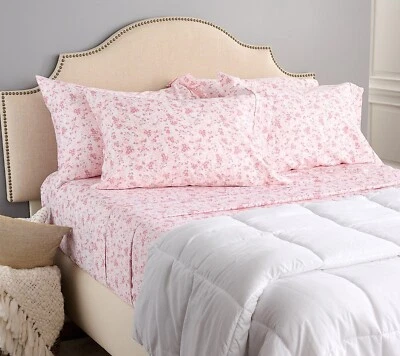 Juego de sábanas Home Reflections 1000TC mezcla de algodón con estuches adicionales rubor floral reina Foto 1 de 4