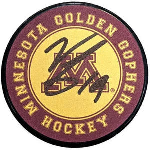 Vinni Lettieri Autographed Minnesota Golden Gophers Logo Puck Wild Beckett - Picture 1 of 2