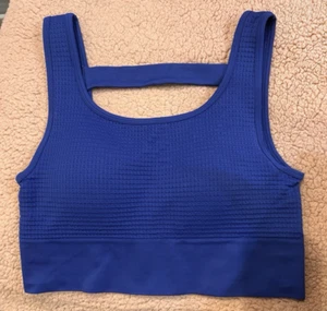 Yogalicious Melanie Seamless Waffle Longline Bra Blue Workout Women's XL - Picture 1 of 7