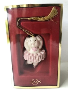 Lenox 3.25" Pig Pirouette in Pink Tutu Ballerina Angel Wings Porcelain Ornament - Picture 1 of 6