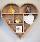 White/Natural Wooden Heart Shaped Floating Wall Shelf Hanging Display Unit Rack